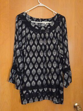 NWT Honey Punch Laona Lace Detail Tunic Top Size 2X Black Paisley Crochet Lace